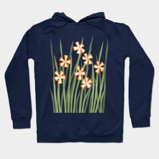 Grass and Flowers Green Orange Cream Hoodie